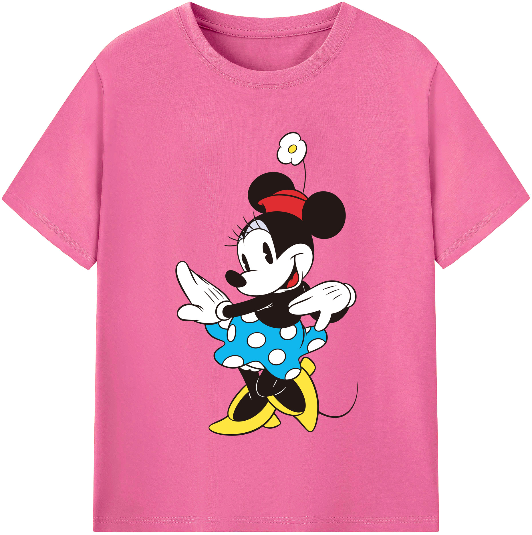（画像用） ミッキーマウス Mickey Mouse レディースカジュアルプリントTシャツ（綿100％）